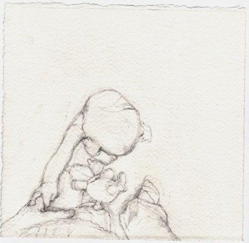 Hand holding two, pencil on cotton rag paper, 19x19cm, 2010