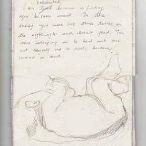 pages one/two, pencil on paper, card, feathers,  14.5cm x 9.5cm, 2009
