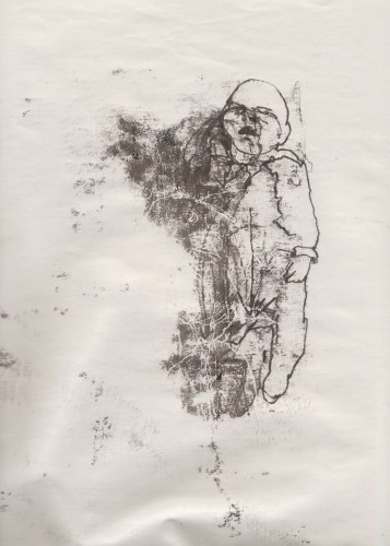 New born: five, mono print on paper, 2010