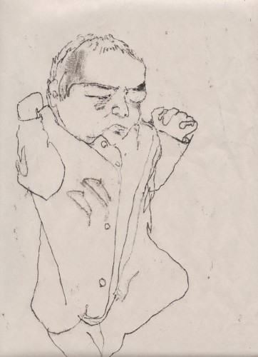 New born: four, mono print on paper, 2010